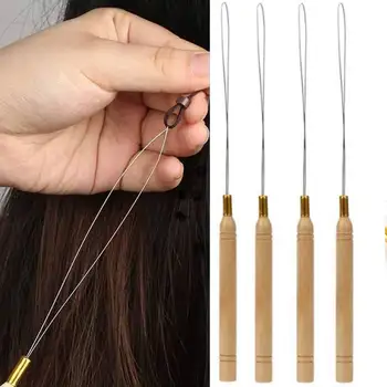 1 pz Micro Anello Estensione Dei Capelli Gancio Tirando Strumenti Ago Utilizzato Con Pinza Per Capelli Perline Micro Anelli Loop Infila Tirando Ago