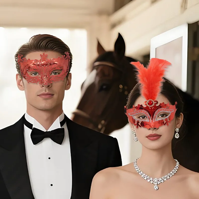 2 pièces mascarade Couple demi-masque pour femmes hommes Cosplay Halloween masque pour les yeux Costume décoration mascarade cache-yeux masque Sexy