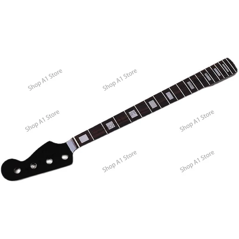 Four-string bass neck 20 frets black bright electric guitar work in progress neck modification DIY musical instrument