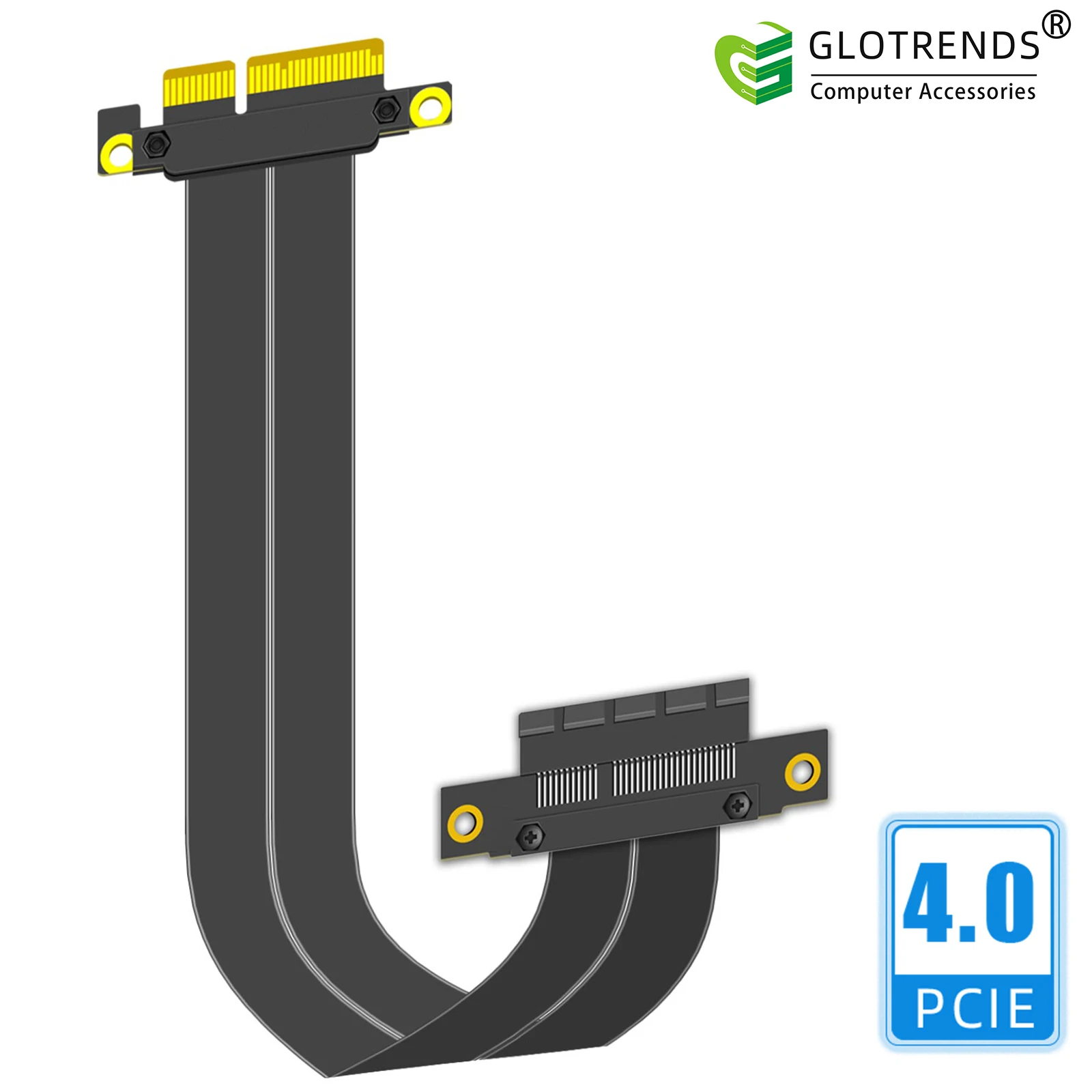 PCIe 4.0 X4 Riser Cable, 180 Degree Straight Angle, Compatible with M.2, WiFi, Firewire, USB, Sound Cards, Etc