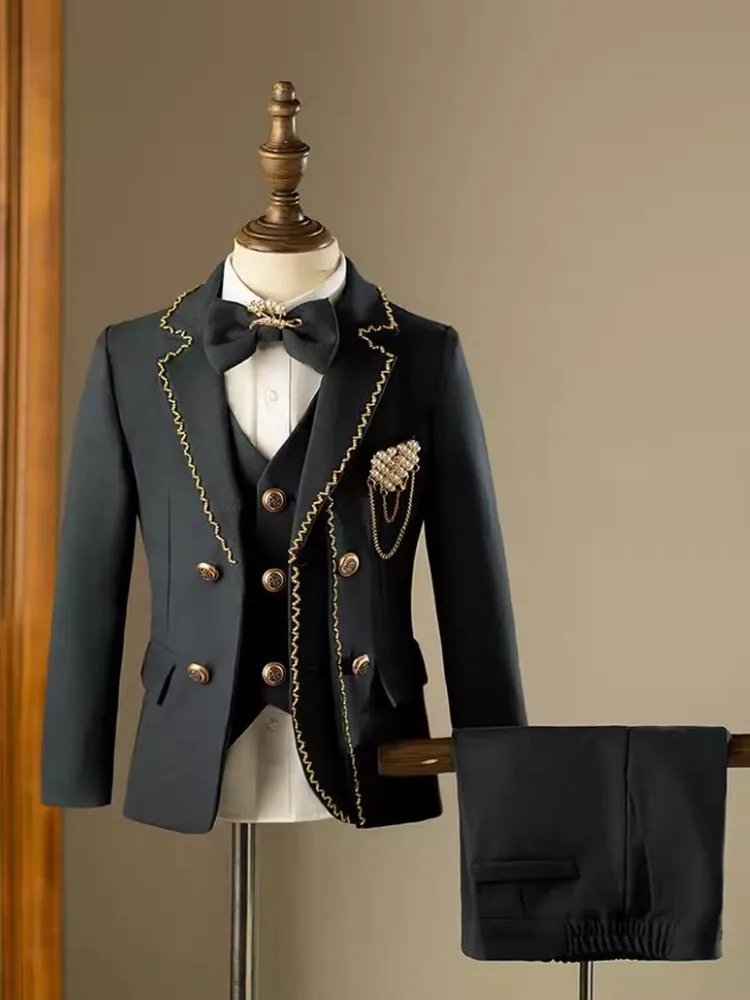 Neue Kinder Gentleman Jungen Smoking Set Kinder Formale Hochzeit Geburtstag Party Anzüge Elegantes Kleid A3627 – Detail 3