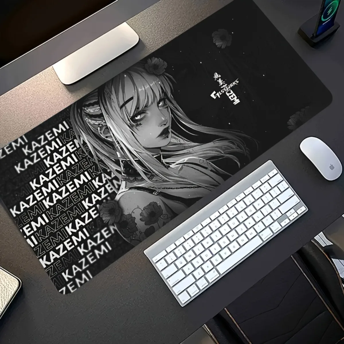

Черно-белый модный коврик для мыши с татуировкой девушки, нескользящий, моющийся, с резиновой основой, игровой коврик для офисного стола