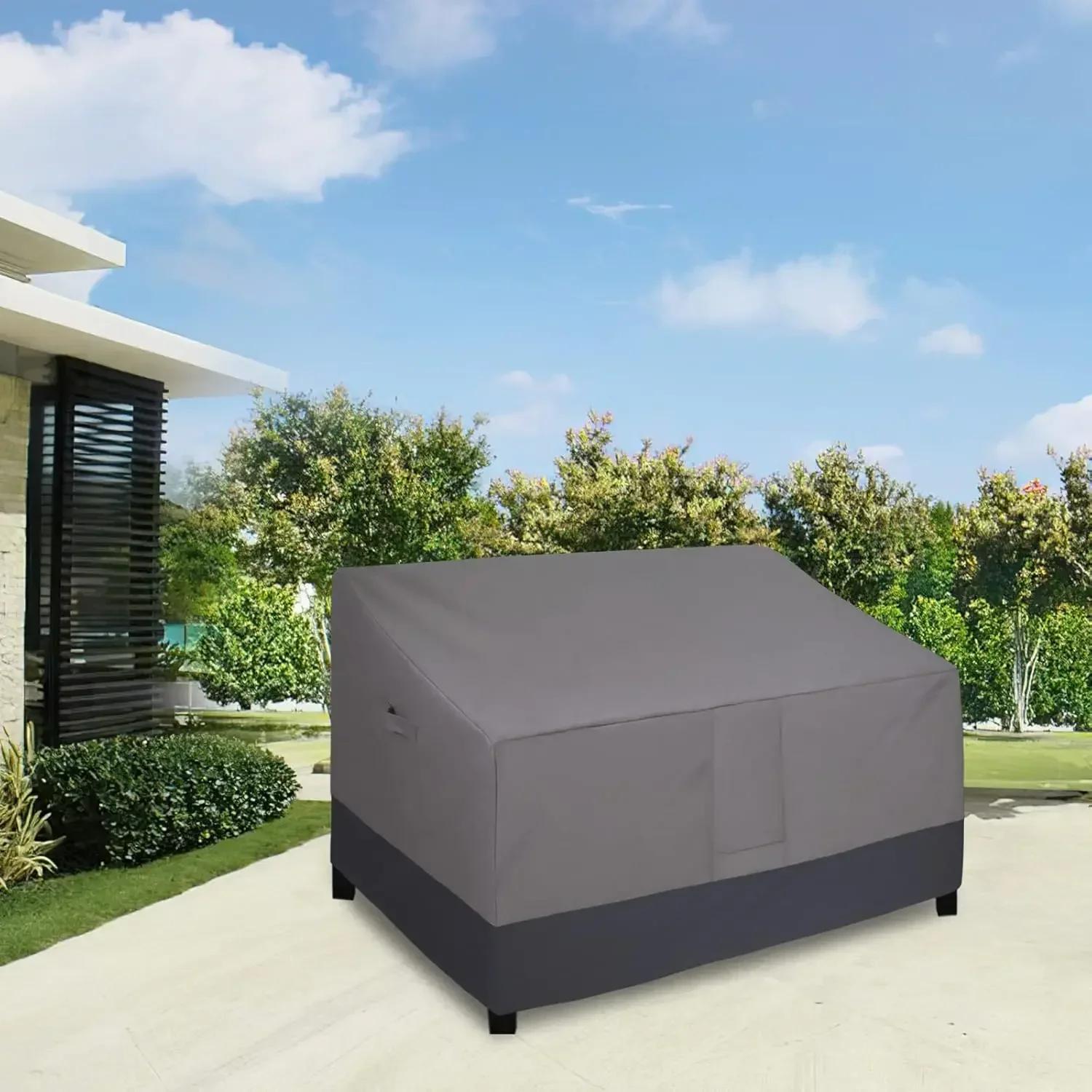 Waterproof Outdoor Sofa Cover, Heavy Duty 2 Seater Outdoor Loveseat Cover, Windproof Patio Furniture Cover with Air Vent