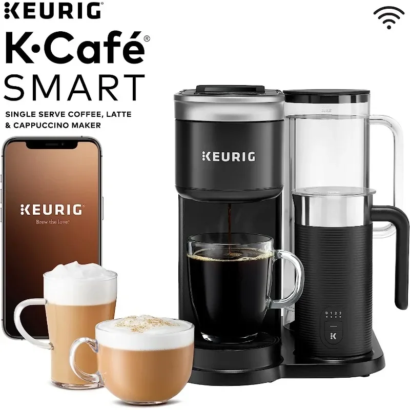 Keurig K-Cafe SMART Single Serve K-Cup Pod Coffee, เครื่องทําลาเต้และคาปูชิโน่, สีดํา