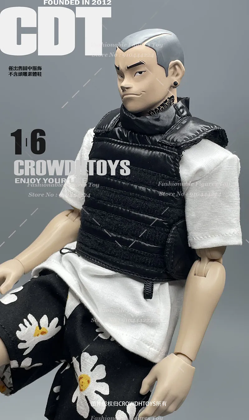 ‌ CROWDHTOYS 1/6 Męska Kamizelka Bojowa Żołnierza Czarna Wojskowa Odzież Bojowa Akcesoria Pasują do Figurki Akcji 12 Calowa