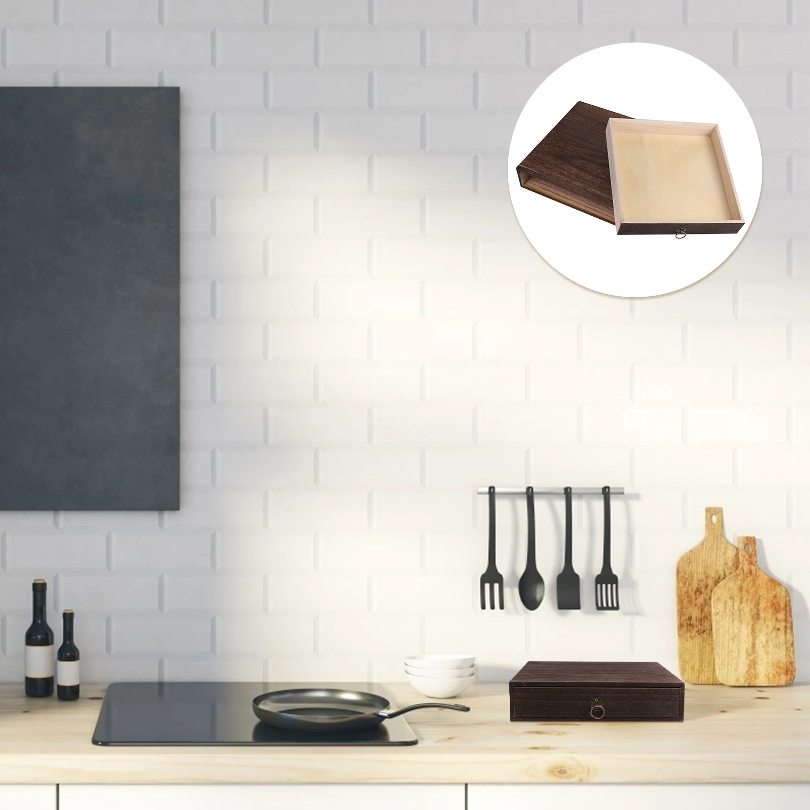 

Desktop Wood Drawer Box Multi Tier Organizer Case for Jewelry Papers Vintage Style Storage Solution with Handle Dustproof Finish