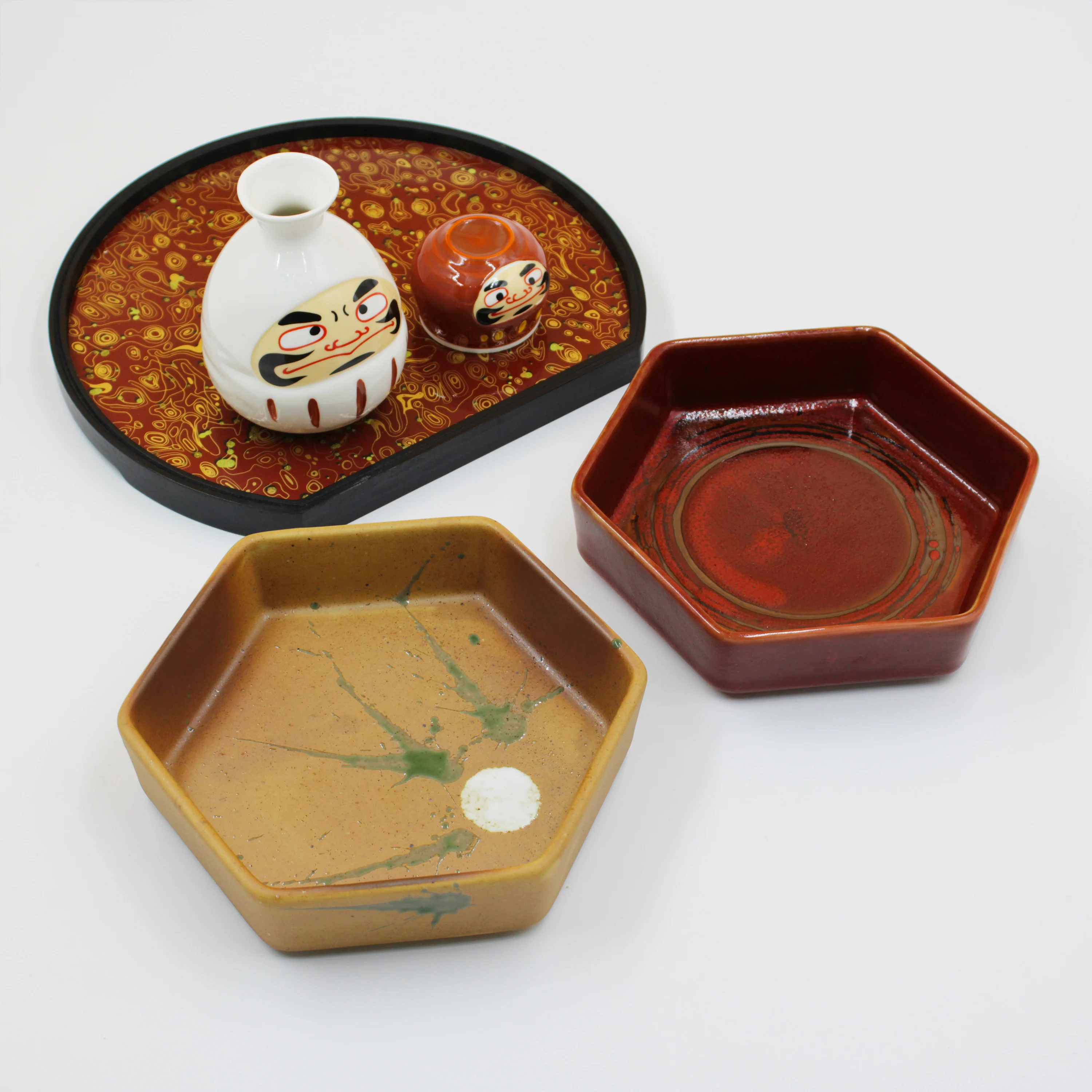 

Japanese ceramic baking dish creative hexagonal deep Hotel dessert dish Huaishi cuisine tempura sashimi