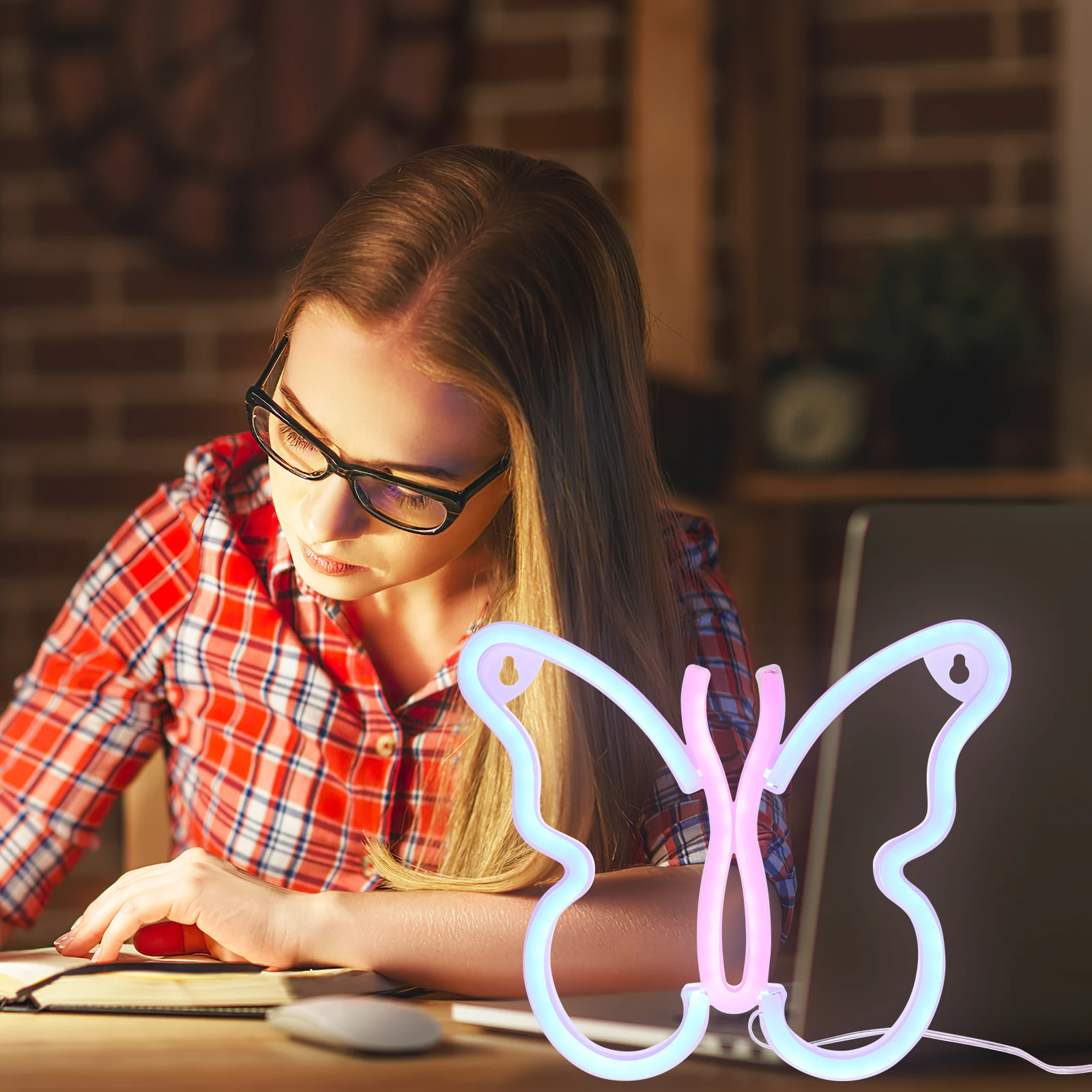 فراشة ضوء وحدة إضاءة LED جداريّة مصباح لغرفة النوم النيون تسجيل ديكور ضوء الليل الفراشات شكل أضواء النيون علامات #2