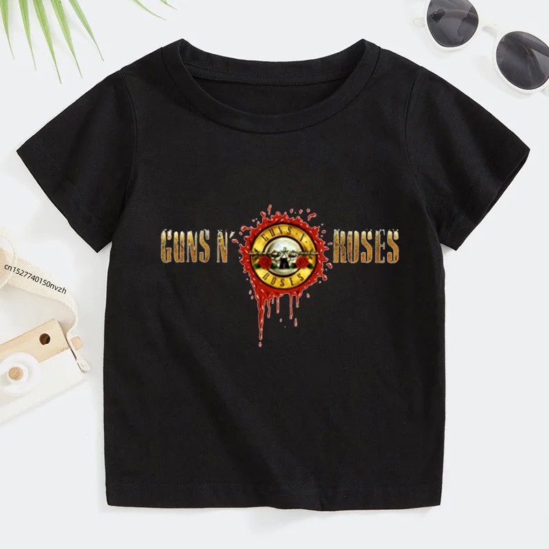 T-shirt à manches courtes Rock Band Gun N Trash pour enfants, vêtements décontractés pour enfants, garçons et filles, Kpop Music, 3T-9T