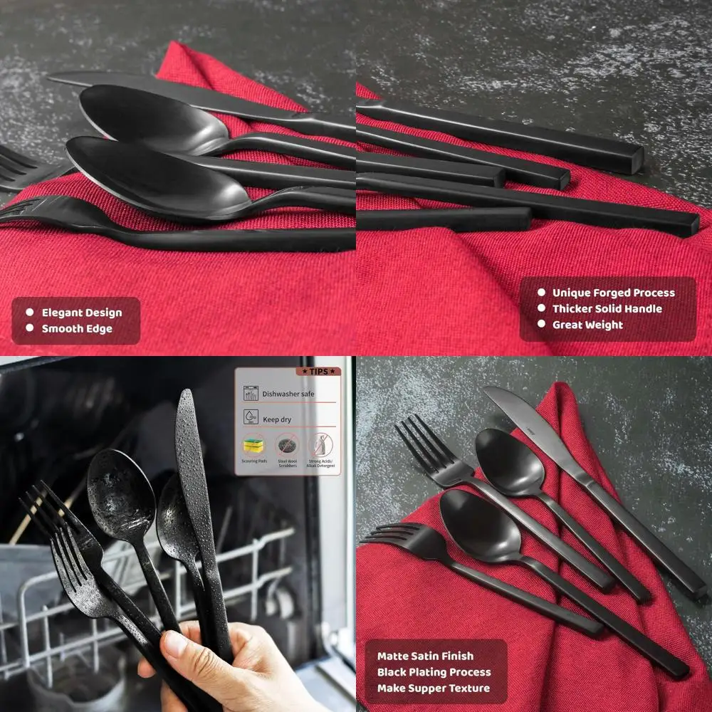 

20-Piece Forged Stainless Steel Silverware Set, Matte Satin Finish, Service for 4, Dishwasher Safe