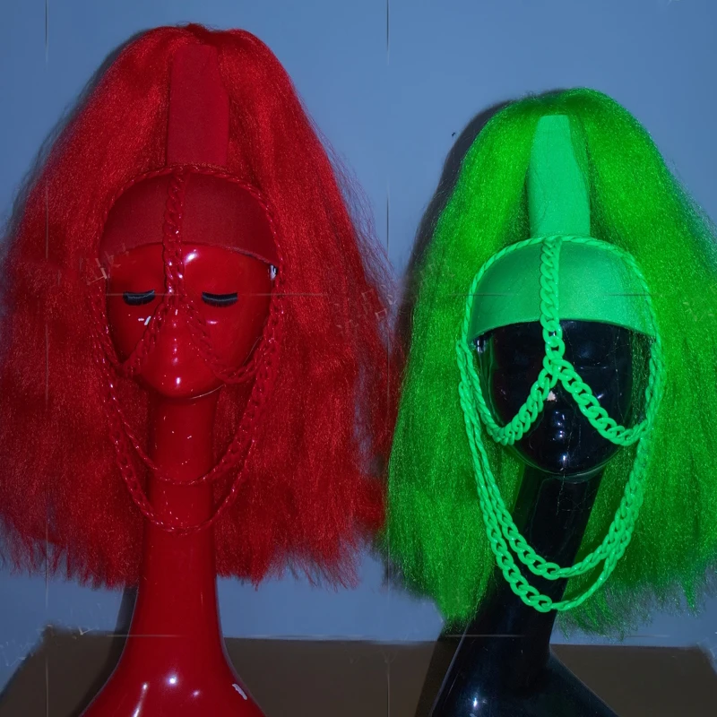 バーナイトクラブ DJ ポールダンスアクセサリー女性パフォーマンスダンス帽子ジャズダンスウィッグステージソロフェスティバルウェア XS10683