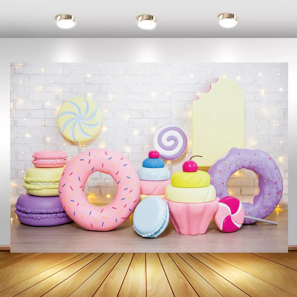 Laeacco – ballons à motifs muraux de crème glacée, cadeau, Dessert doux, décor de fête d'anniversaire, arrière-plan Photo bébé