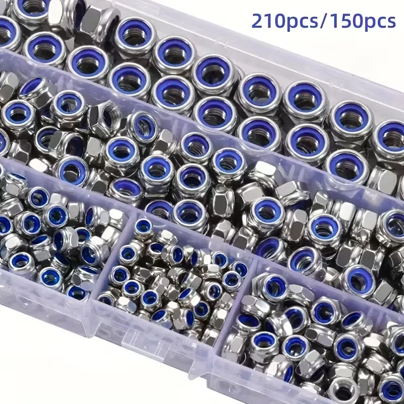 210/150pcs With anti-slip hexagonal nut Fully threaded fastenersM3/M4/M5/M6/M8