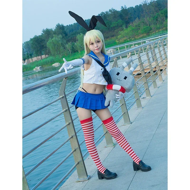 Anime Kantai Collection Shimakaze Cosplay Kostuums JK Sailor Uniformen Pak Vrouw Sexy Rok Pak Halloween Kostuums
