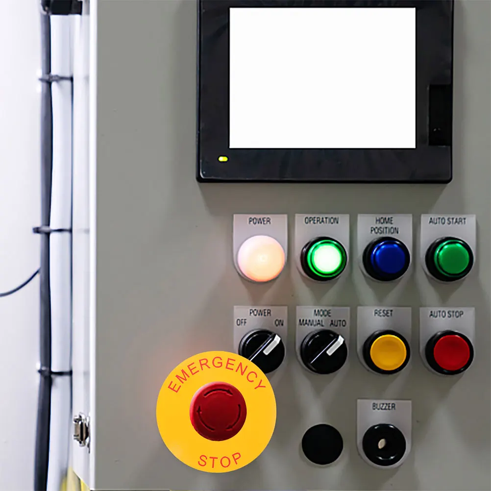 

4pcs Emergency Stop Sign Stickers Safety Warning Decal For Industrial Equipment Machinery Power Switches Peel Stick