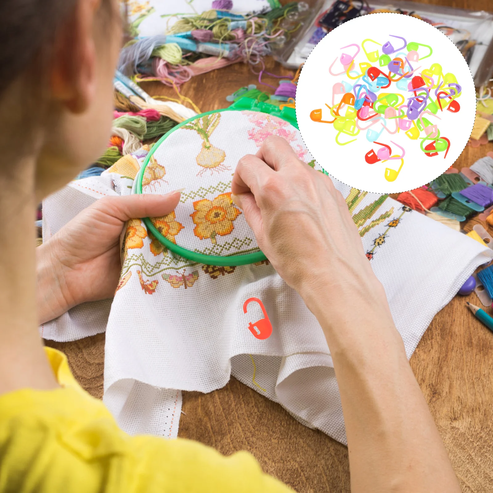 50 قطعة علامات إبرة هوك سطح أملس سهلة الفتح إغلاق للحياكة الكروشيه الفنون الحرف مشاريع غرزة علامات #4