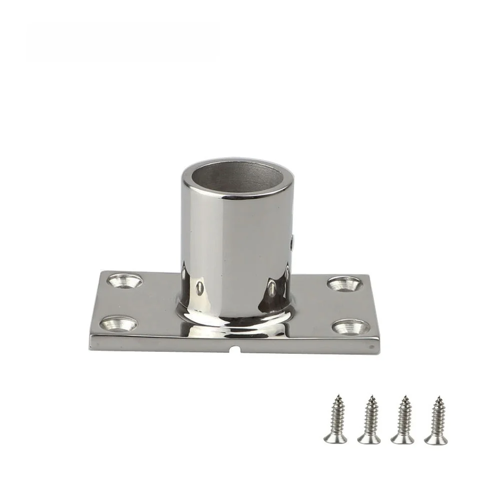Marine Grade 316 Stainless Steel Rectangular Rail Mount Base for 22mm and 25mm Handrail Pipes on Deck Structures