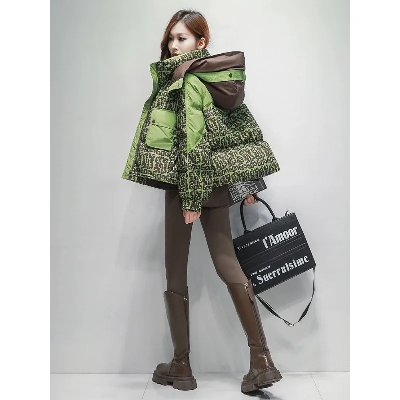 Women's Winter Autumn Tops Jacket Cotton Coat Printed Short Thickened Comfortable Simple Advanced Fashion New Soft Slim Niche