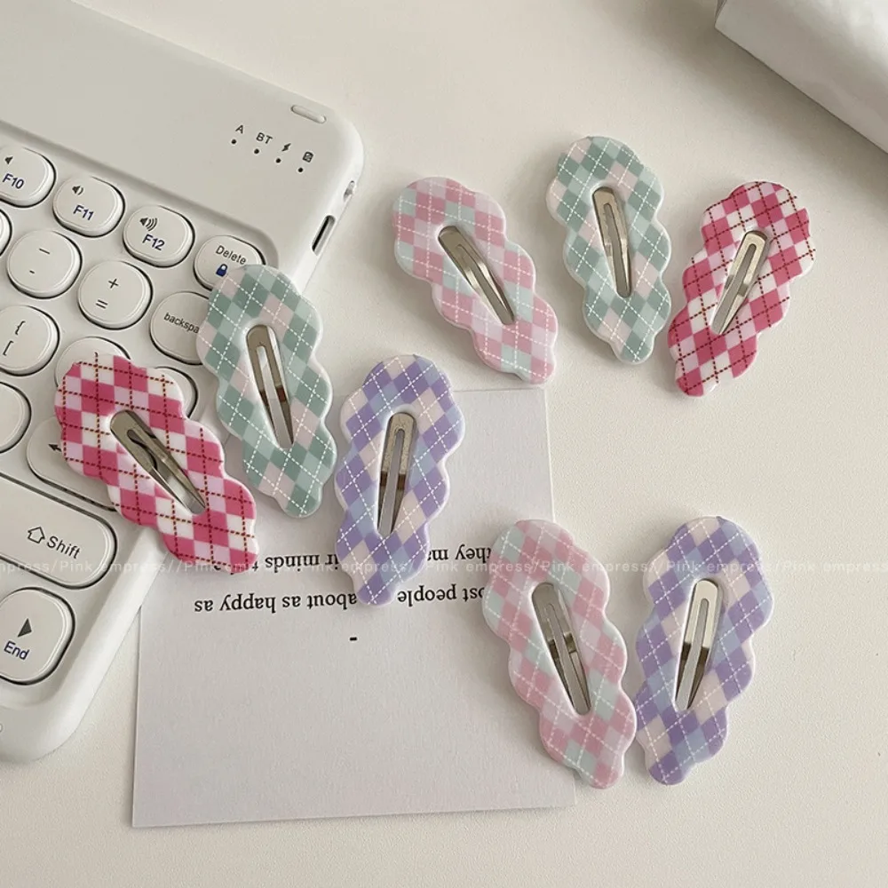 Haarschmuck Legierung Plaid Haars pange Acryl Süßigkeiten Farbe Wolke Haars pange unregelmäßige Haars pangen koreanischen Stil Haarnadel Party – Detail 1