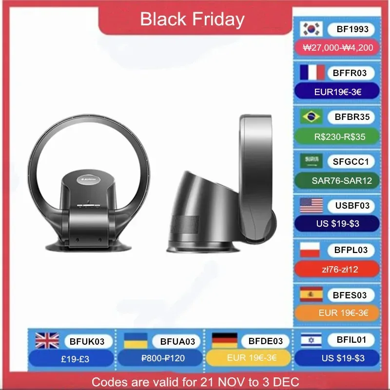

【Best Choice】Electric Mute Fan with Remote Controlled Bladeless Powerful Soft Wind Wall Fan for Home Desk Tower Fan 180 Deg Sw