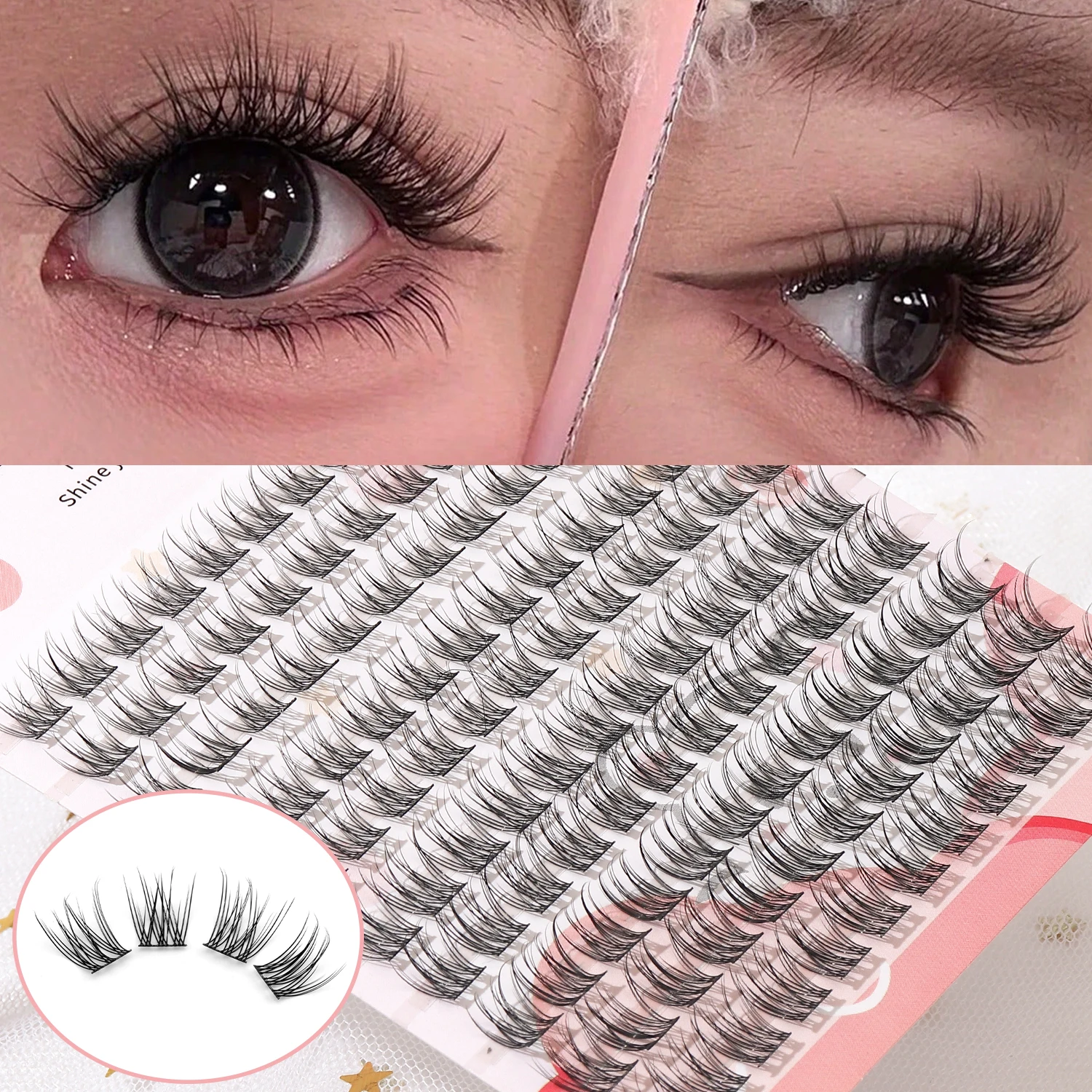 10 Rows Fishtail Lash Clusters Wispy Individual False Eyelashes DIY Eyelash Extensions Soft Reusable Cluster Lashes