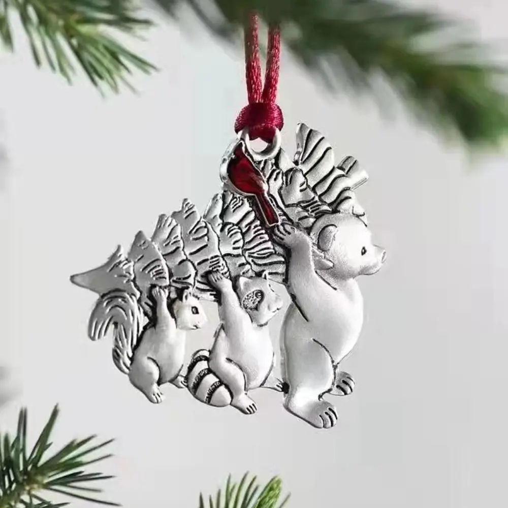 Double-Sided Metal Snowman Pendant Santa Claus Snowflake Solid Pewter Christmas Tree Ornament Printing Gnomes