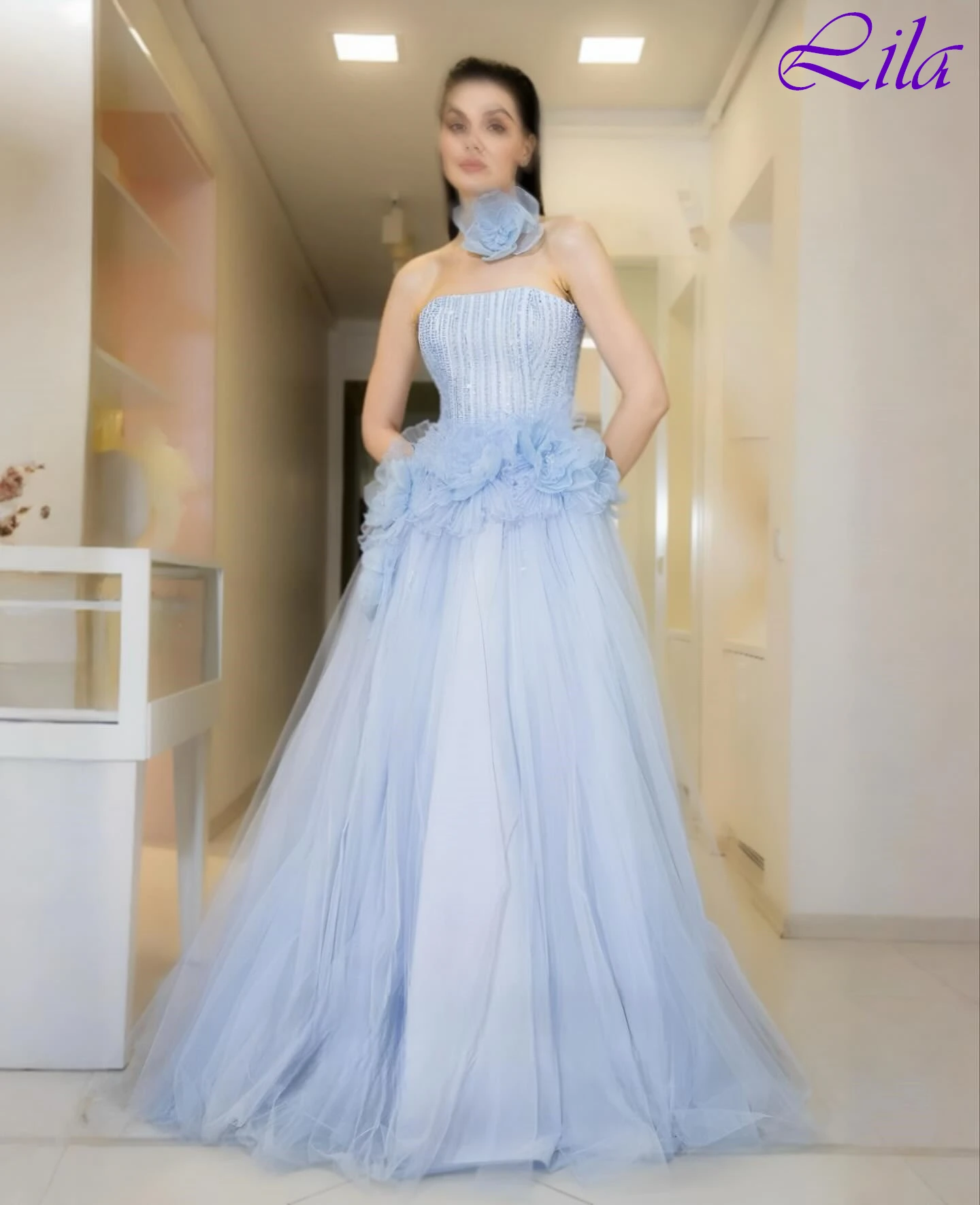 

Customized A-Line Strapless Sleeveless Elegant Formal Evening Dress Delicate Classic Celebrity Gowns Modern Fashion Party Dress