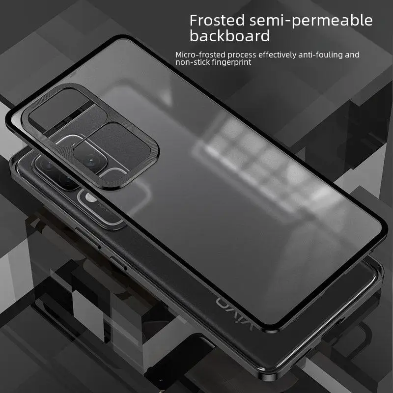 Metal Bumper Hard Case for Vivo V30 VivoV30 5G V2318 Clear Matte Hard Back Cover for Vivo V30 5G Aluminum Camera Lens Protector