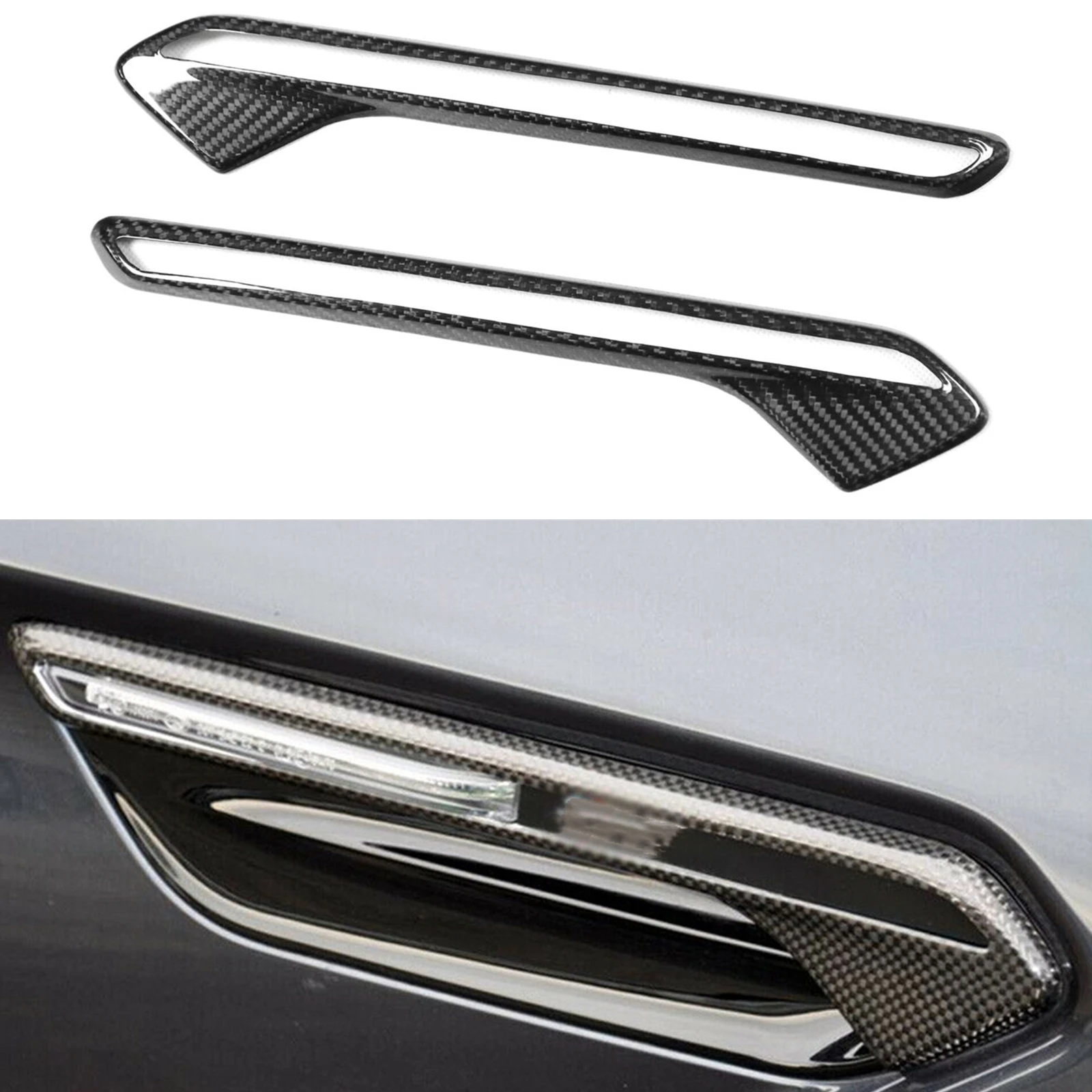 

Car Side Fender Vent Trim Turn Signal Light Sticker Cover Frame Air Hood Carbon Fiber For BMW 6 Series F06 F12 F13 M6 2013-2019