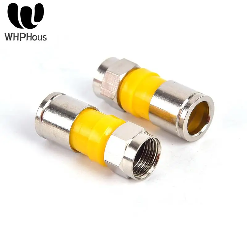 10pcs Yellow RG6 F Type Compression 2.8cm Quality Snap Seal Plug Connector