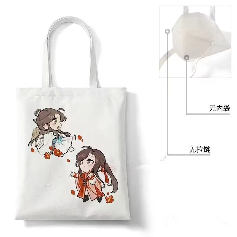 Tian Guan Ci Fu Anime Shoulder Bag Heaven Official’s Blessing Hua Cheng Xie Lian Cute Cartoon Canvas Casual Shopping Bag Handbag