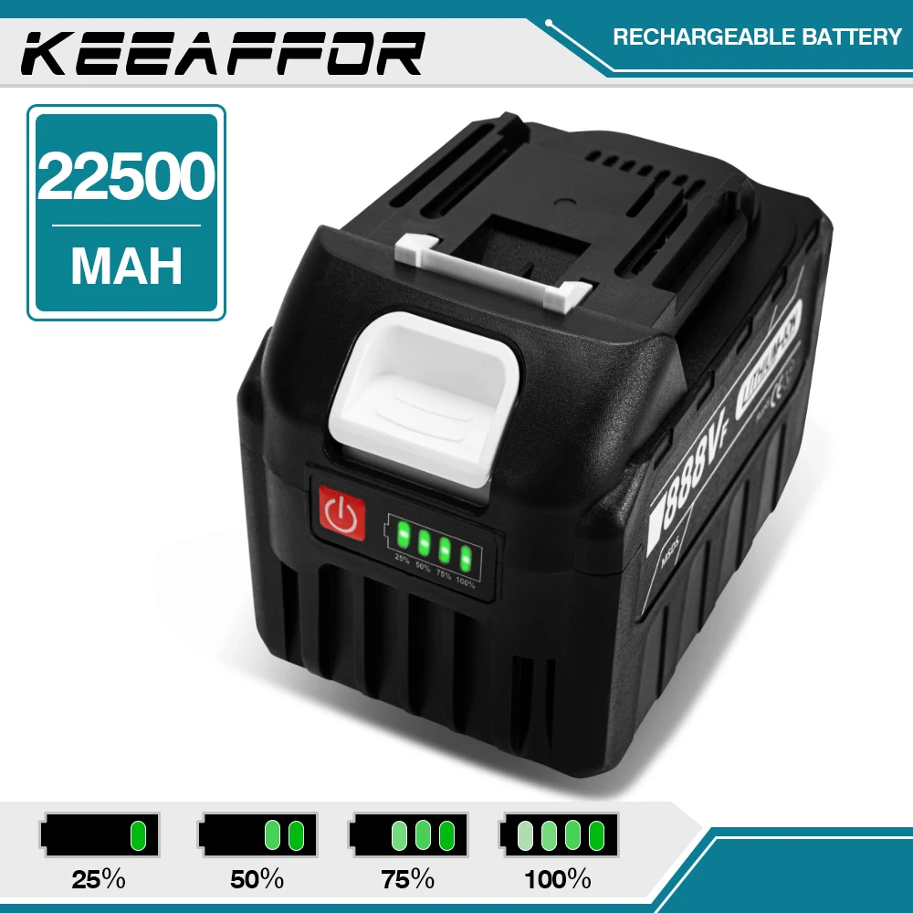 

KEEAFFOR 888VF 22500mAh Rechargeable Lithium Ion Battery 18V EU US Plug Electric Wrench Drill For Makita Power Tools Battery