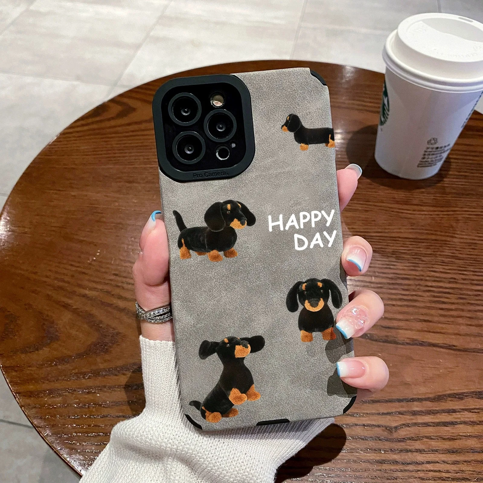 

Cute Happy Dog Silicone Leather Phone Case For iPhone 14 12 11 13 15 Pro Max Mini SE 7 8 Plus X XS XR Soft Shockproof Cover