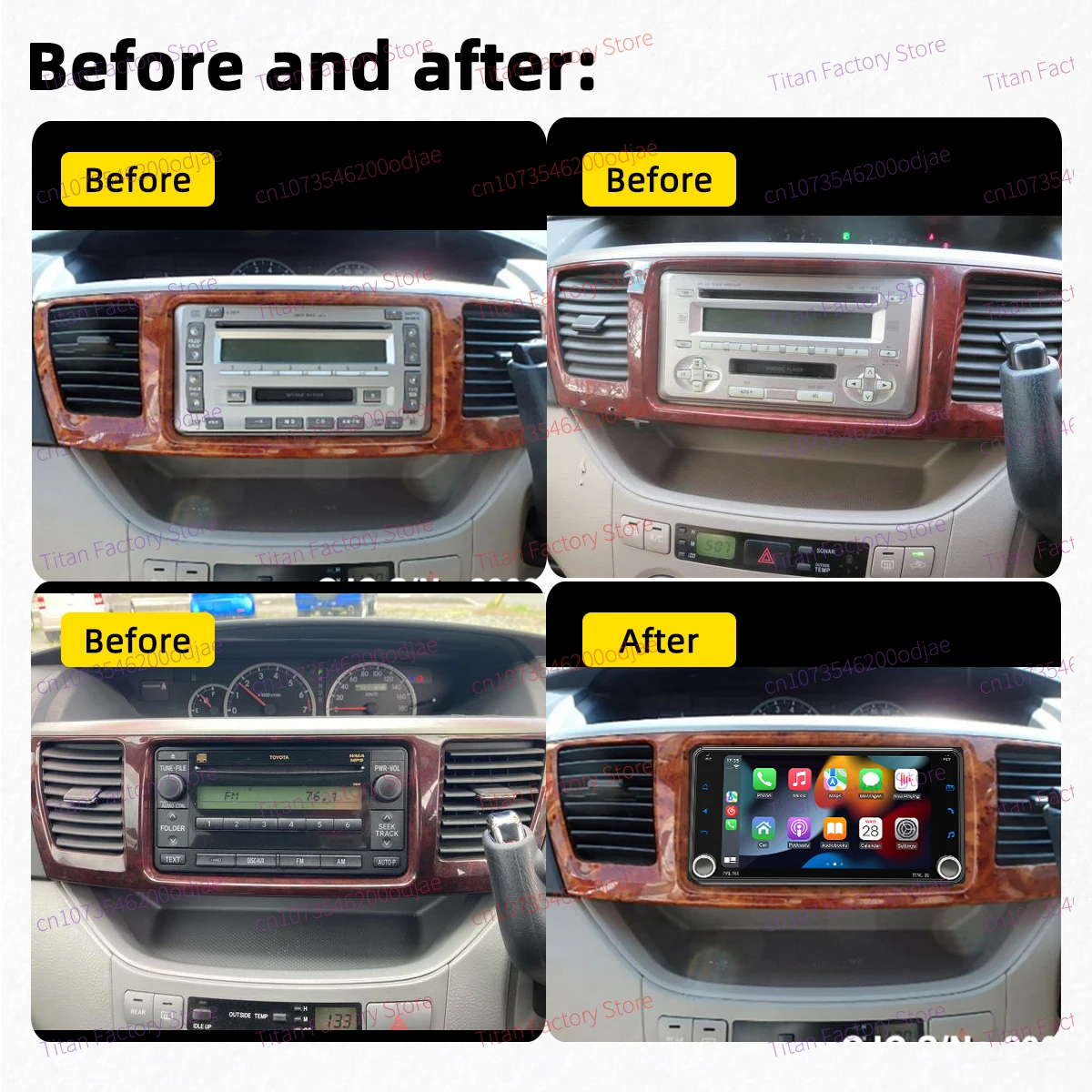 راديو أندرويد للسيارة الوسائط المتعددة 2 Din مقاس 7 بوصات لسيارة Toyota Noah Voxy 2001-2007 وحدة Carplay اللاسلكية التي تعمل بنظام أندرويد وحدة رأس ستيريو GPS BT WIFI