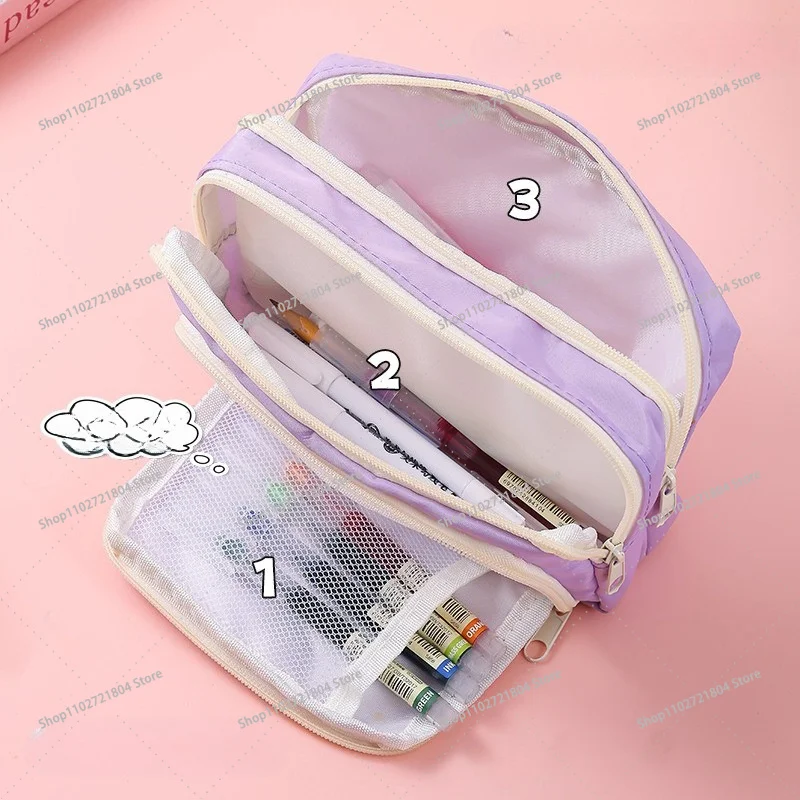 BlackPink Large Capacity Canvas Pencil Case for Students Kpop BP Cartoon Printed Pen Bag Fashion Stationery Storage Pouch  Gifts view 2