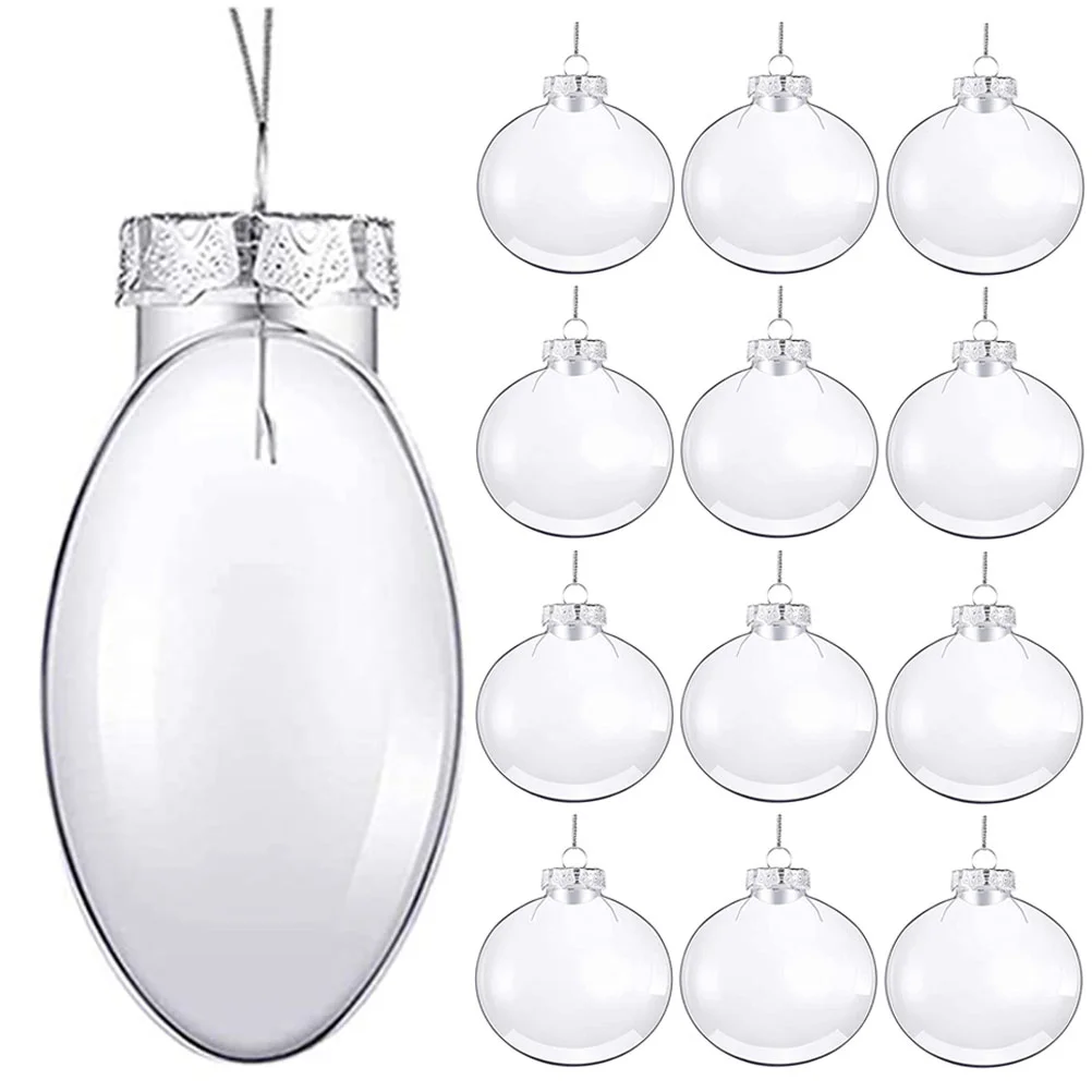 20 Pcs Fillable Flat naments 60 Transparent Hollow Hanging Decoration Christmas Tree Balls Craft Party Xmas