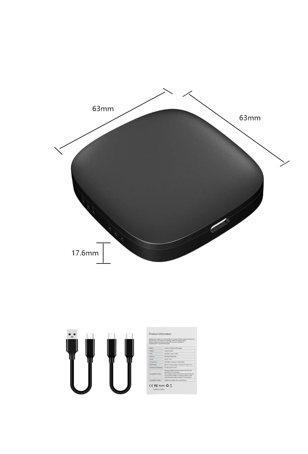 

Горячая распродажа 2025 года. Новейший автоматический адаптер Carplay Android, 2 ГБ + 32 ГБ, беспроводной Wi-Fi6, Carplay AI BOX, поддержка YouTube и