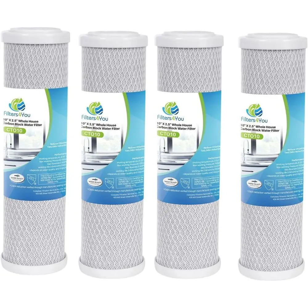 

10 x 2.5 Whole House Carbon Block Water Filter Cartridge, Reduces Chlorine, Bad Taste & Odor, Compatible with Low-8 & WCBCS-975-