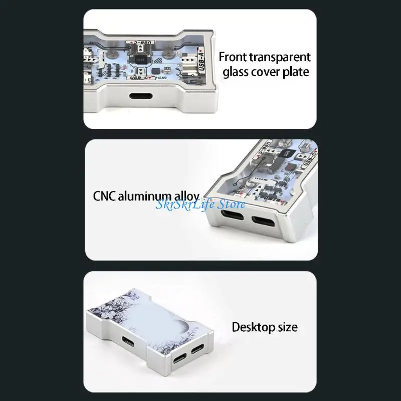 E65E USB Type C Hubs With RGBs Light Effect 2 Input 2 Output Port For Computer