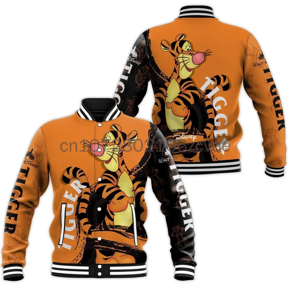 Disney Tigger Baseball Jacket 2024 New Disney Casual Baseball Jacket Oversize Street Men\'s and Women\'s Jacket