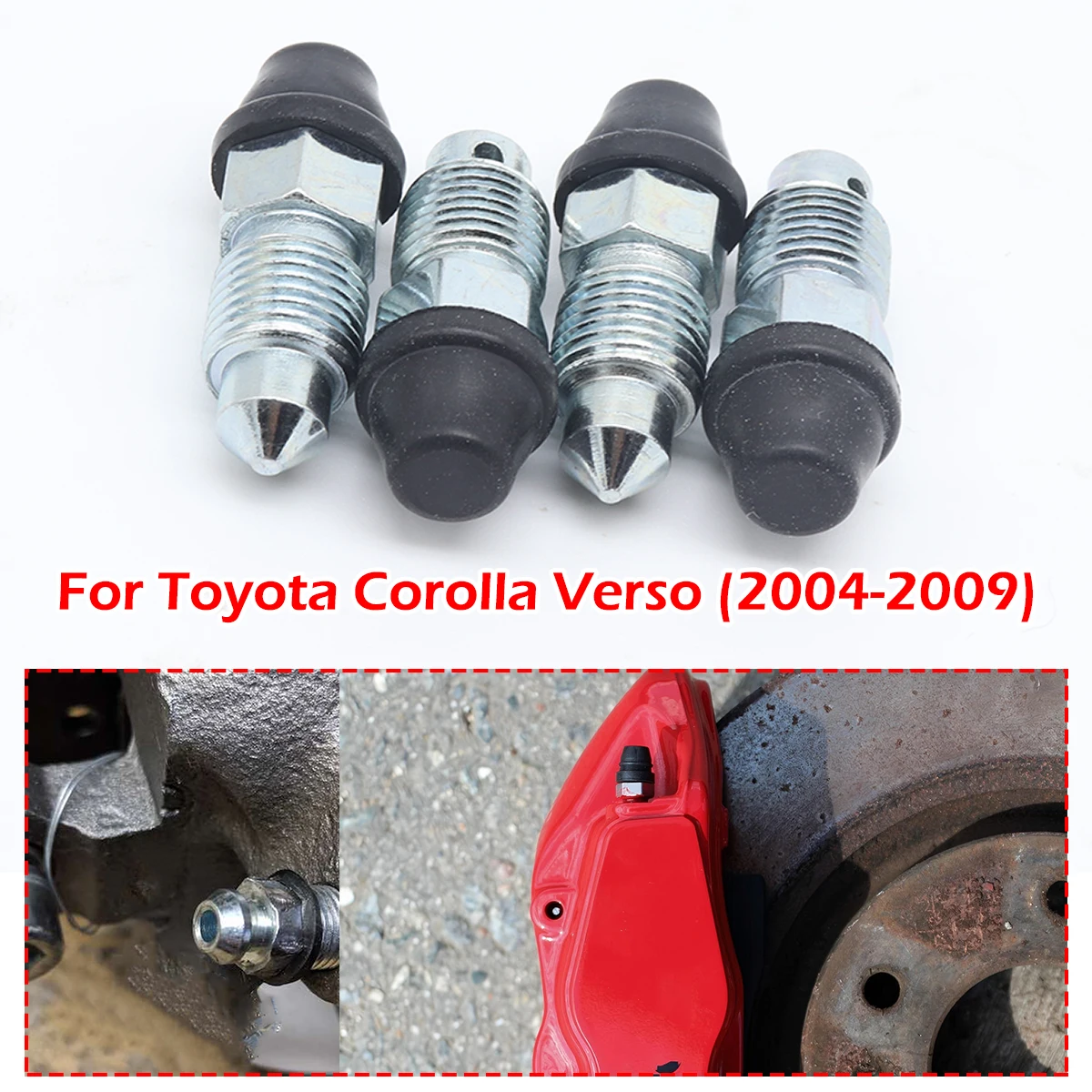 

For Toyota Corolla Verso 2004-2008 2009 Front Rear Left Right Caliper Bleed Nipples Screws Repair Kit Replacement Accessories