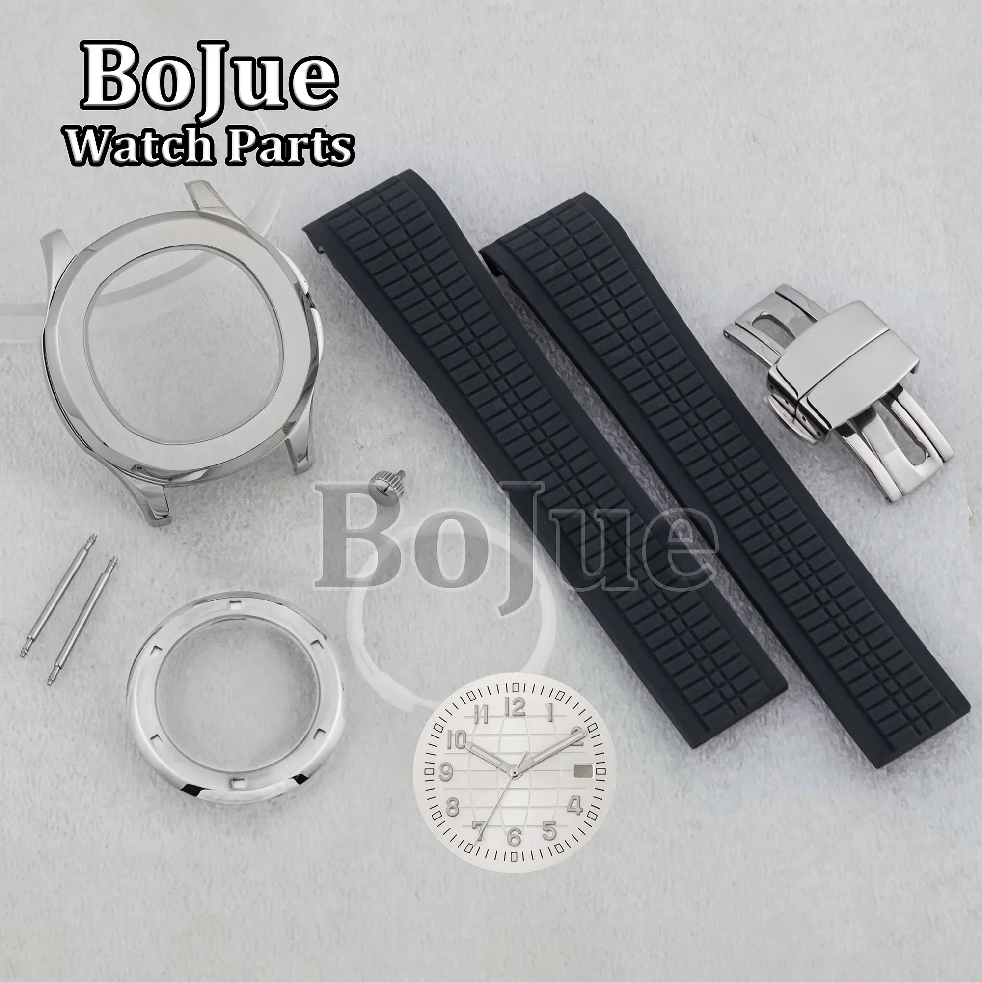 

Men's Stainless Steel Accessories 42mm Watch Case Grey Rubber Strap Parts Fit AQUANAUT NH35 NH36 Movement Dial Sapphire Parts