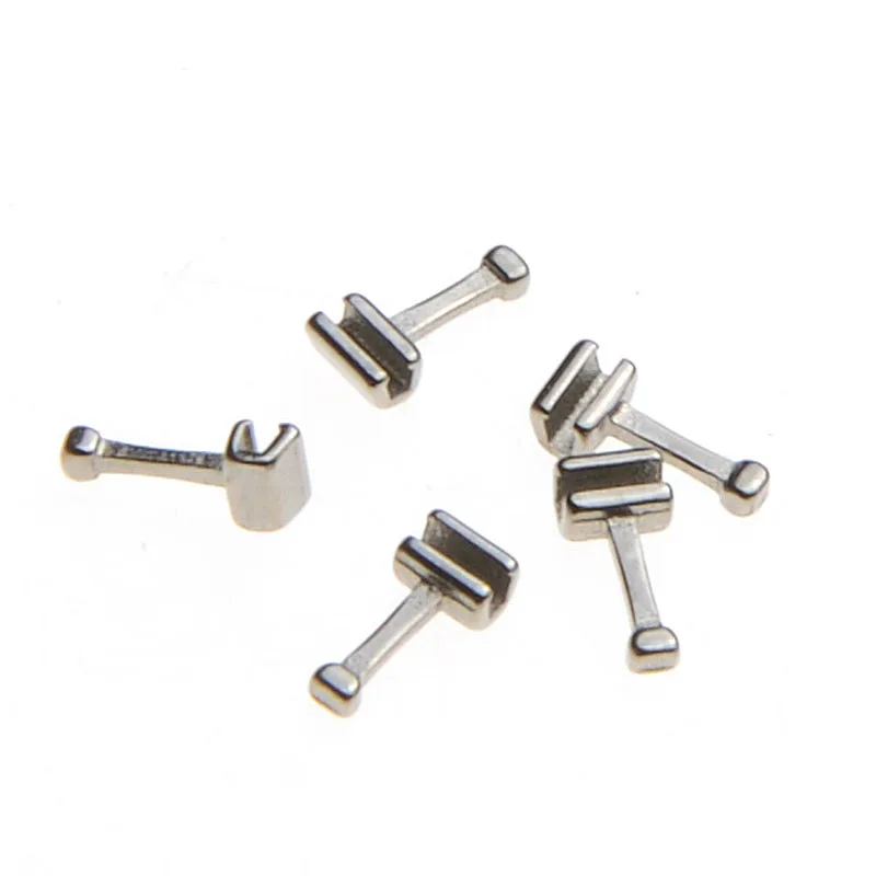 AZDENT 5 Packungen zahnärztliche kieferorthopädische Crimp-Haken, Größe lang, kurzer Anschlag, 10 Stück/Packung, Edelstahl, befestigt am Bogen – Detail 12