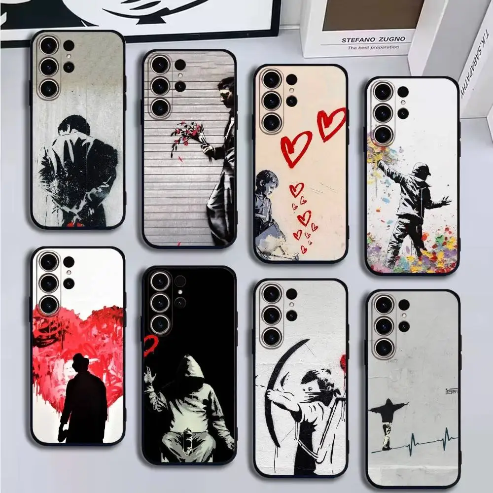 

Graffiti Artist Banksy Phone Case For SamsungS25,24,21,22,23,30,Ultra,20,Plus,Fe,Lite,Note,10,9,Soft Black Cover