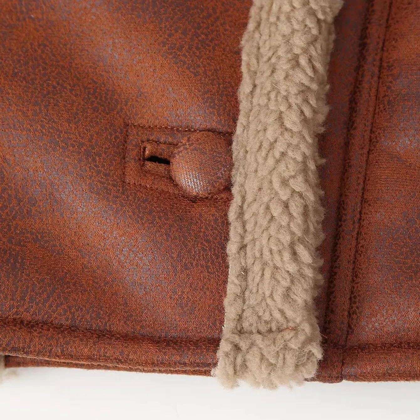 JNLEAOG Neue Damen Casual Sle Lammfell Jaet Faion Design Vielseitige einfache Freizeitoberbekleidung Langer Sve-Knopfverschluss