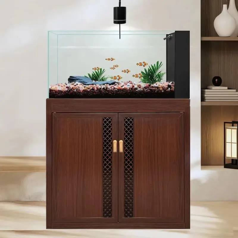 Large Rectangular Glass Aquarium Fish Tank 200L-1500L with Cabinet LED Lighting Intelligent Control for Living Room Home
