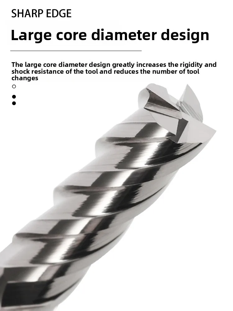 HRC75 Cermet-Schaftfräser, hochglänzend, flacher Boden, CNC-Vertikalfräser für Stahl, Fräswerkzeug – Detail 4