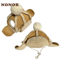 NONOR-Sombrero cálido para mascotas, gorro ajustable grueso y divertido para perro Corgi Tedi, accesorio para Bulldog Francés, tocado para gato y perro