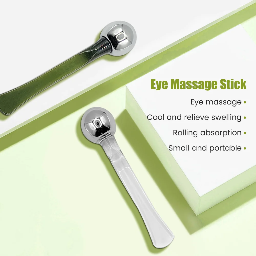 Eye Massage Roller Eyes Cream Stick Applicator Cosmetic Spatula Anti Wrinkle Dark Circles Facial Spoon Gold Alloy Face Massager