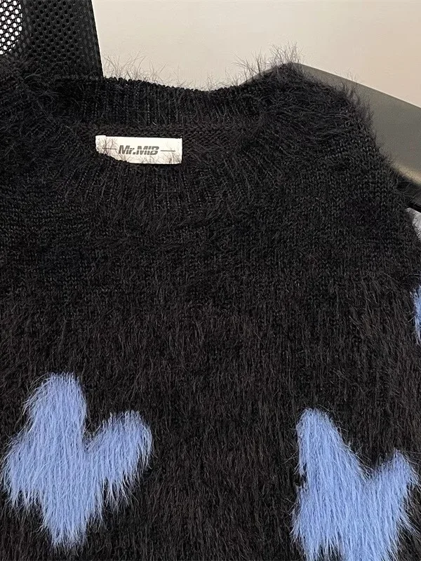 

K вязаный свитер с вышивкой, мужской свободный мягкий топер, повседневный свитер, осень-зима, Новое поступление, модная одежда Mwear